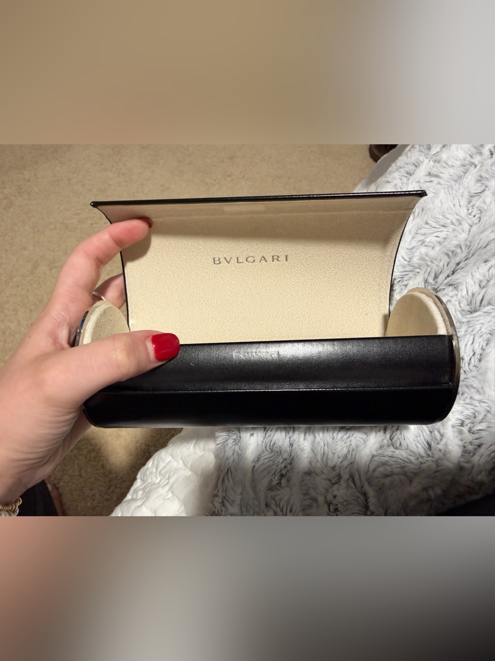 Bulgari Black and Cream Sunglasses Case